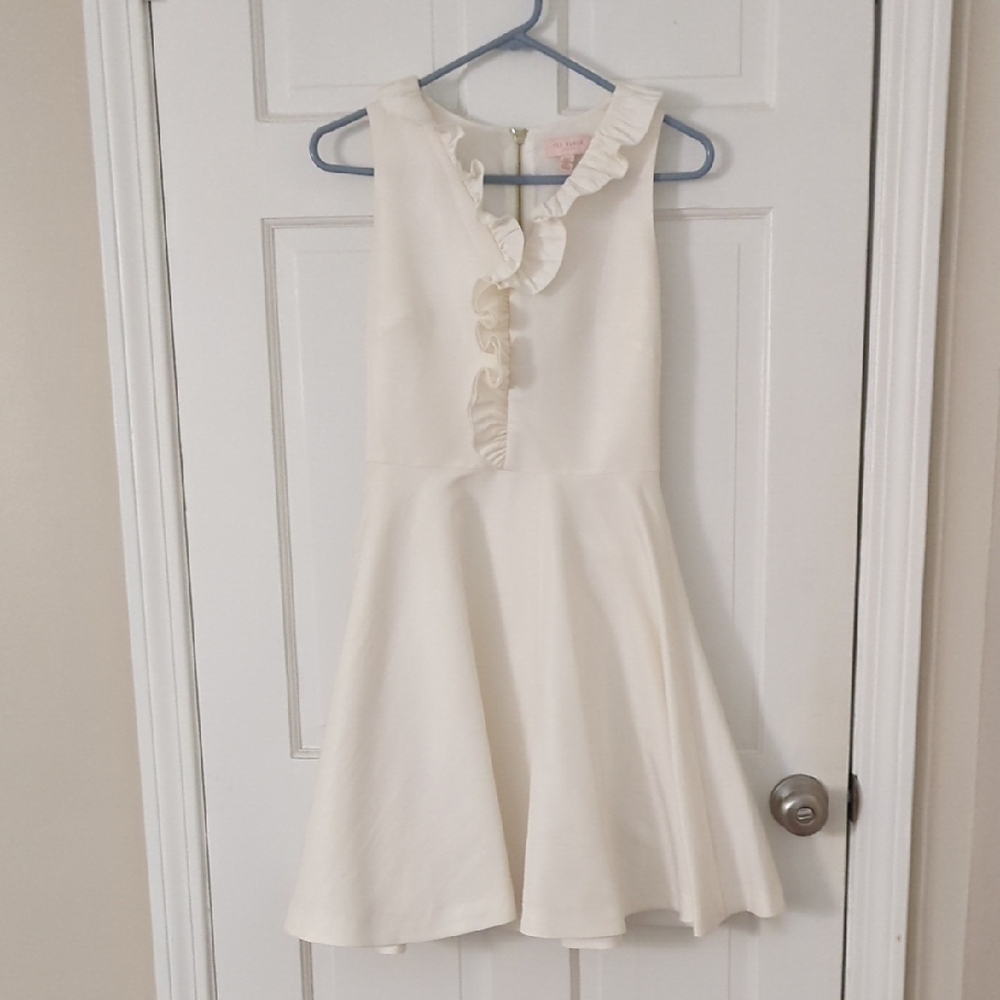 Ted Baker Cream Ruffle Skater Dress